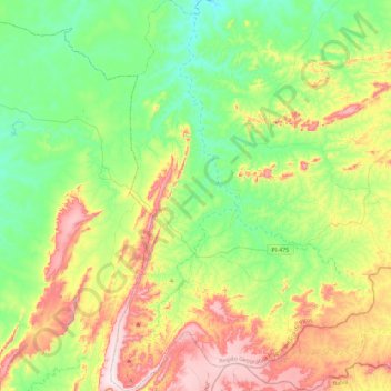 Mapa topográfico Queimada Nova, altitude, relevo