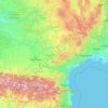 Mapa topográfico Occitanie, relevo, altitude