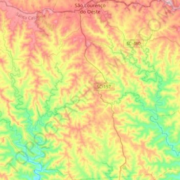 Mapa topográfico São Lourenço do Oeste, altitude, relevo