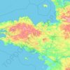 Mapa topográfico Bretagne, relevo, altitude