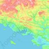 Mapa topográfico Morbihan, relevo, altitude